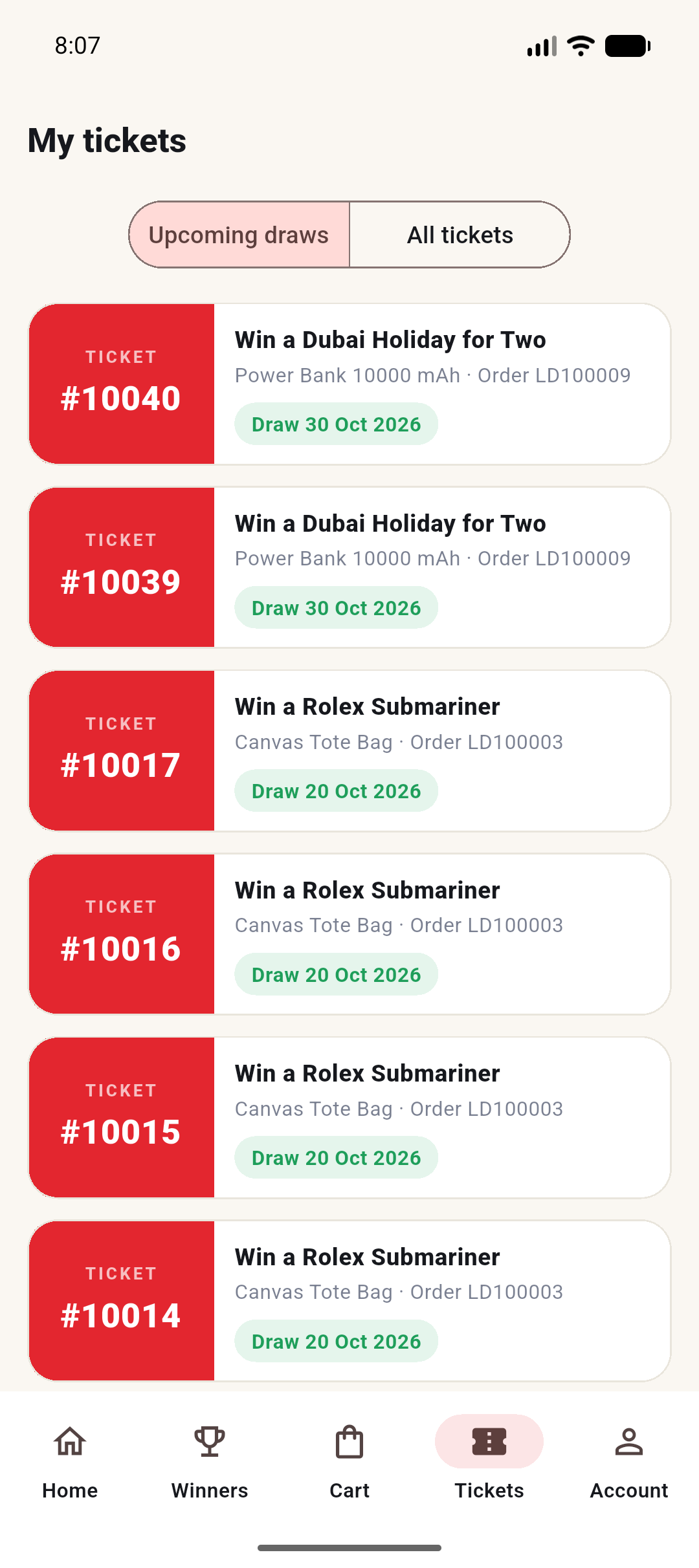 My tickets